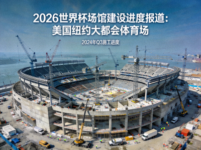 2026世界杯场馆建设进度报道：美国纽约大都会体育场施工俯瞰图